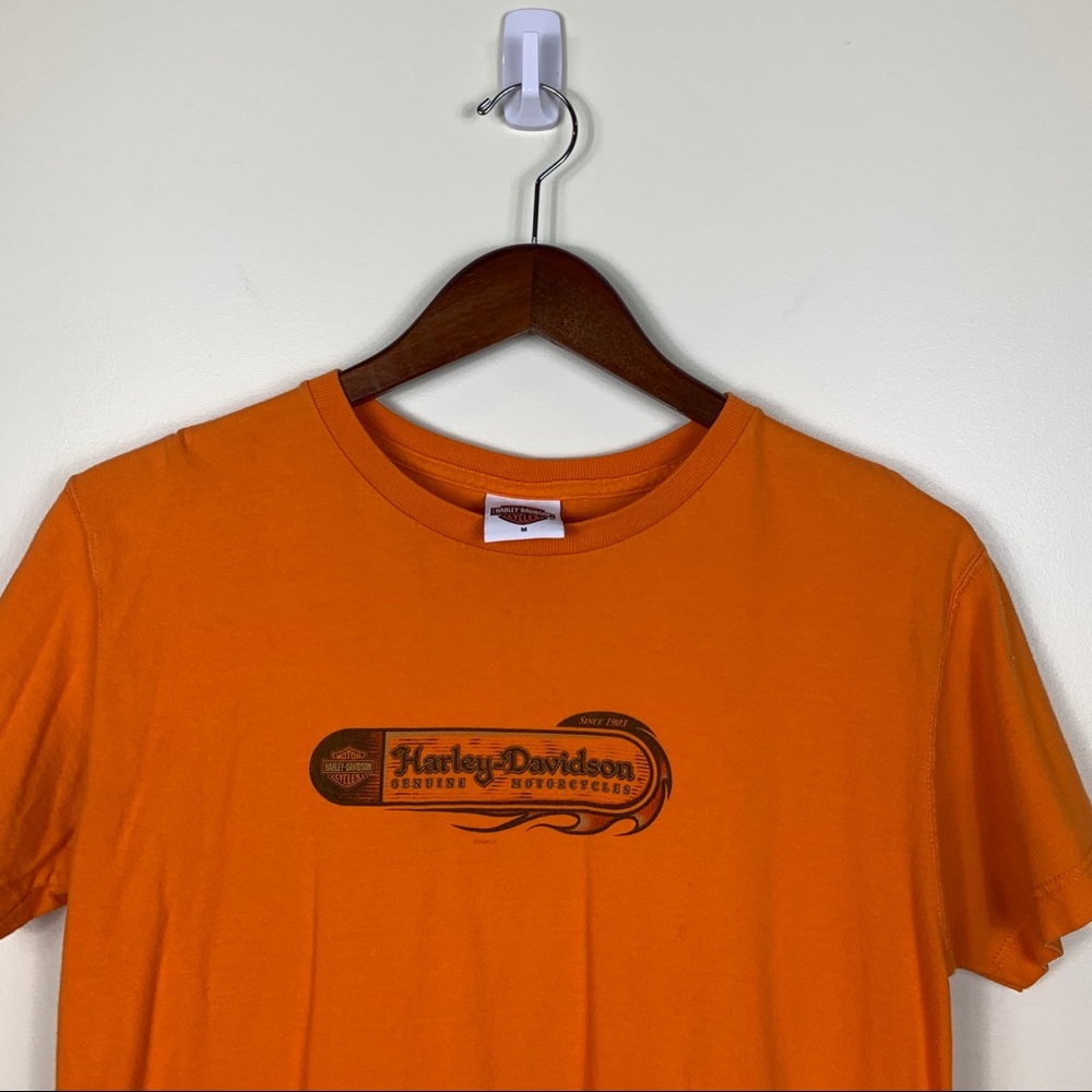 Harley Davidson Wisconsin flames shirt orange